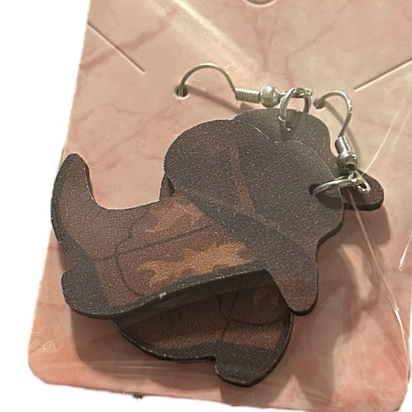 Source Unknown Brown Cowboy Boot Earrings - Picture 1 of 1